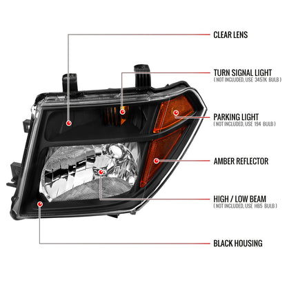 Spec-D 05-08 Frontier/05-06 Pathfinder Headlights OEM Style Black