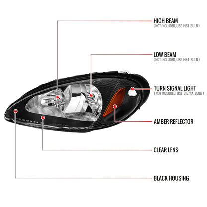 Spec-D 01-05 Chrysler PT Cruiser OE Style Headlights Black