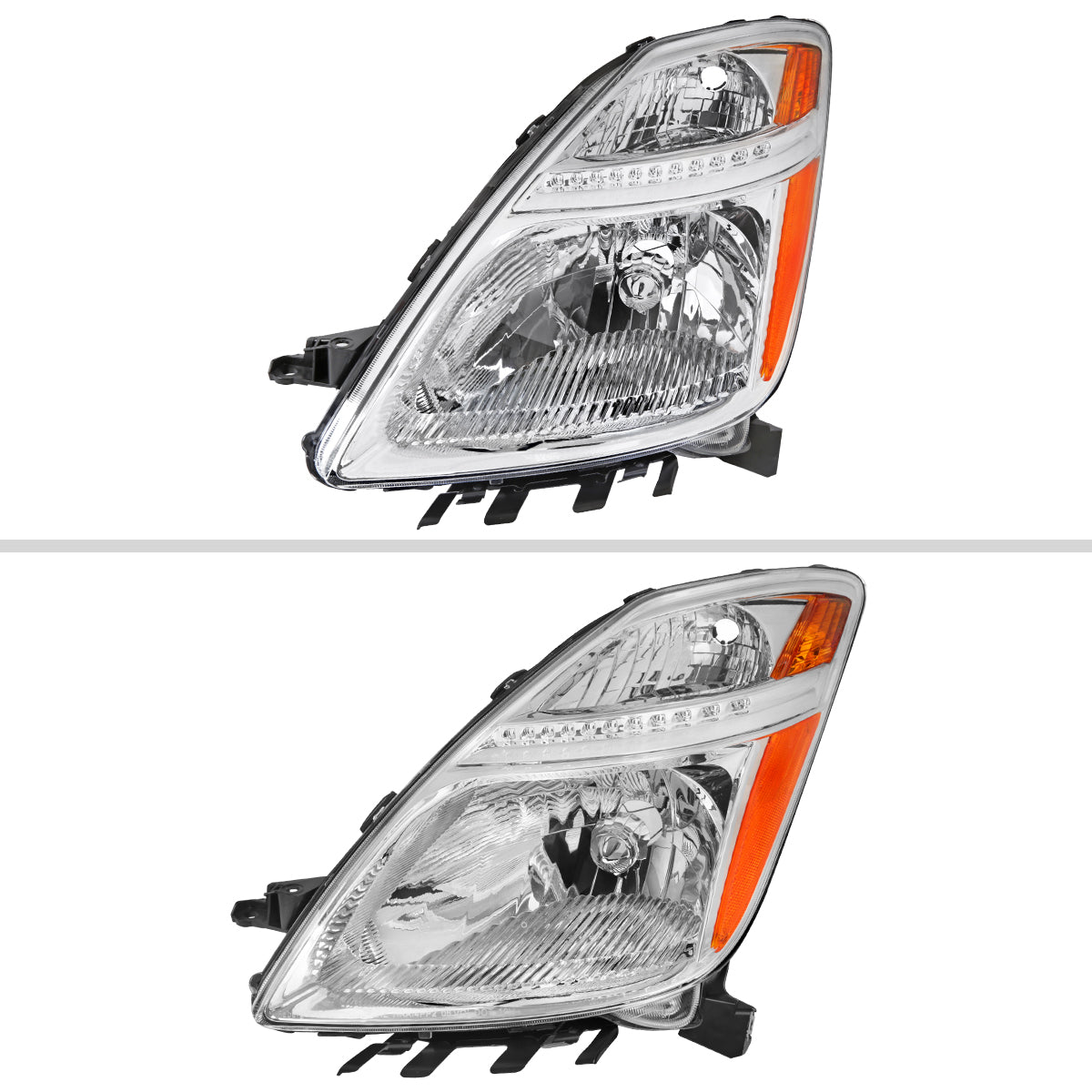 Spec-D 06-09 Prius Headlights OEM Style Amber Reflector Chrome