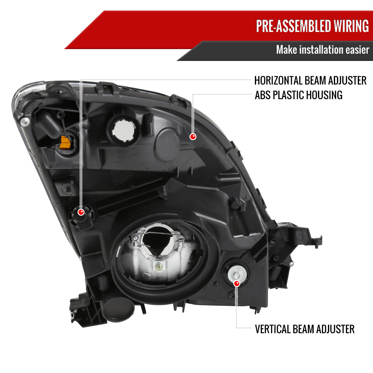 Spec-D 06-09 Prius OE Style with Amber Reflector Headlights Black
