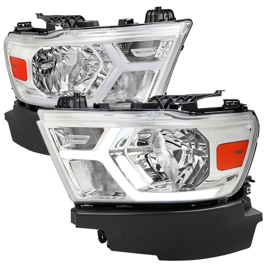 Spec-D 19-24 Ram 1500 Animated LED Bar Headlights OEM Style Chrome