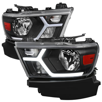 Spec-D 19-24 Ram 1500 Headlights Animated LED Bar OEM Style Black