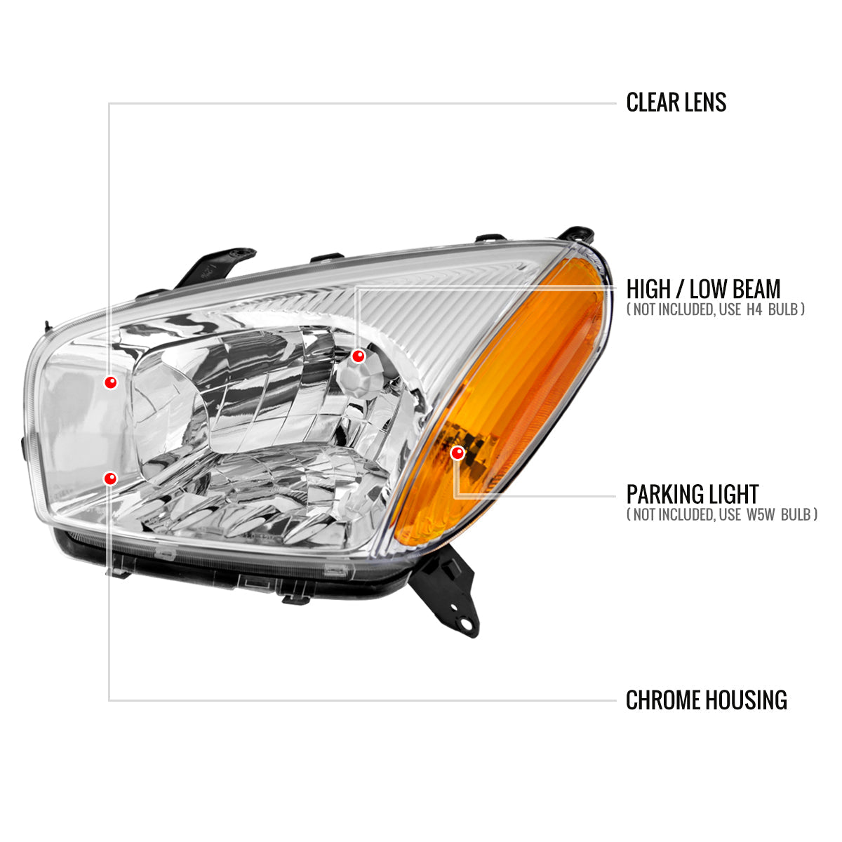 Spec-D 01-03 Toyota RAV4 Headlights OEM Style Chrome