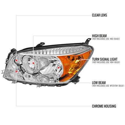 Spec-D 06-08 Toyota RAV4 OEM Style Headlights Chrome/Clear