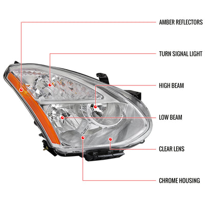Spec-D 08-13 Nissan Rogue Passenger Headlight OEM Chrome Replacement