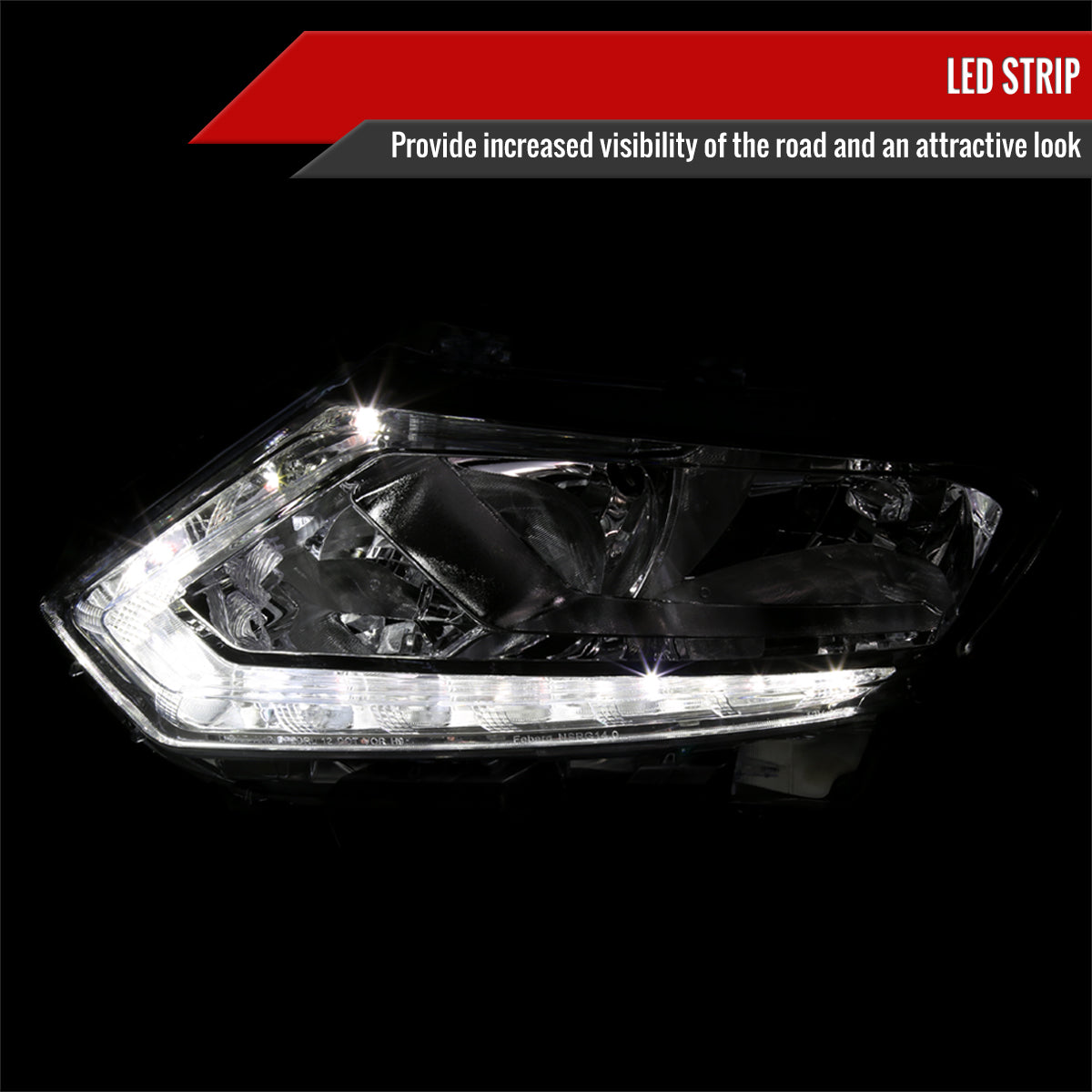 Spec-D 14-16 Nissan Rogue Headlights OEM Style Chrome/Clear