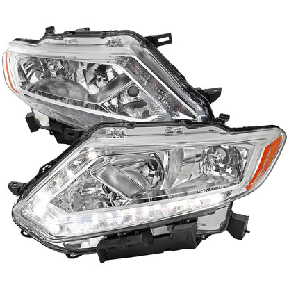 Spec-D 14-16 Nissan Rogue Headlights OEM Style Chrome/Clear