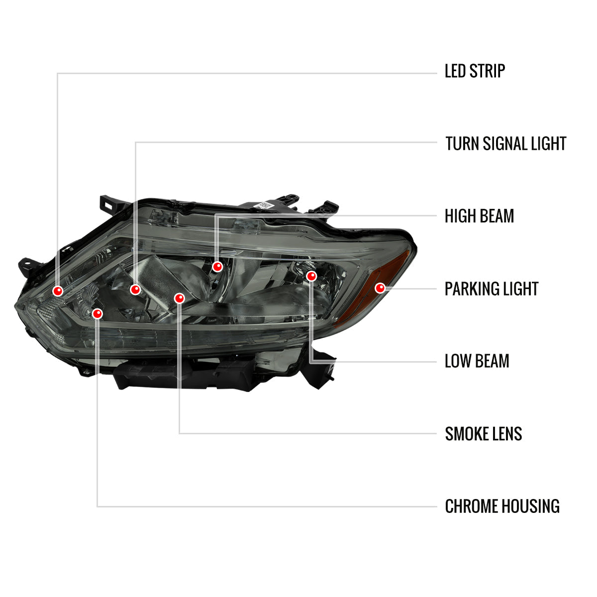 Spec-D 14-16 Nissan Rogue Headlights OEM Style Chrome/Smoked