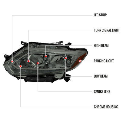 Spec-D 14-16 Nissan Rogue Headlights OEM Style Chrome/Smoked