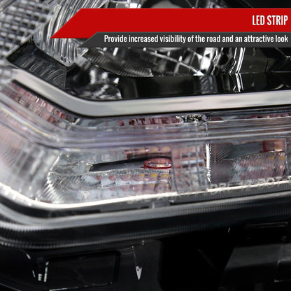Spec-D 14-16 Nissan Rogue Headlights LED Strip OEM Style Black