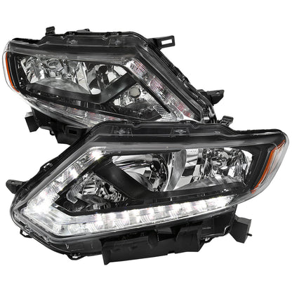 Spec-D 14-16 Nissan Rogue Headlights LED Strip OEM Style Black