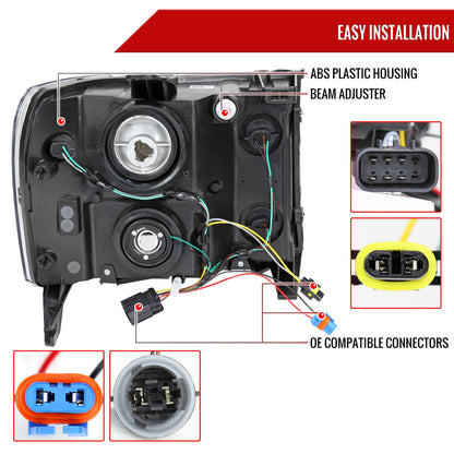 Spec-D 07-13 GMC Sierra 1500 2500HD 3500HD Headlights Light Bar Smoked