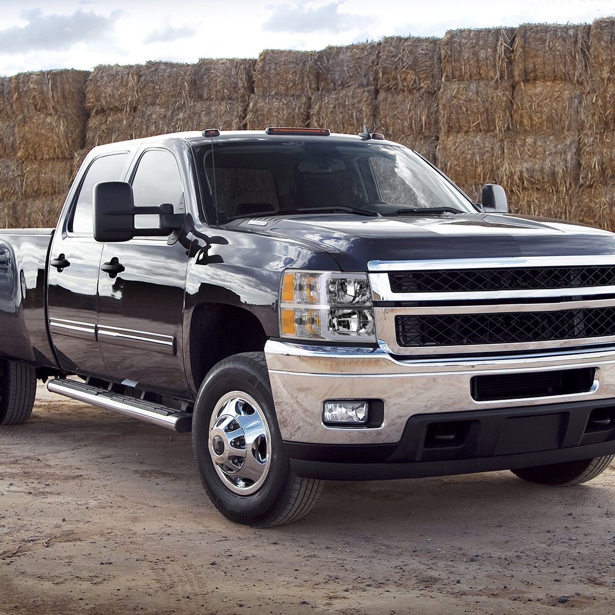 Spec-D 07-13 Silverado 1500 2500HD 3500HD Light Bar Headlights Chrome