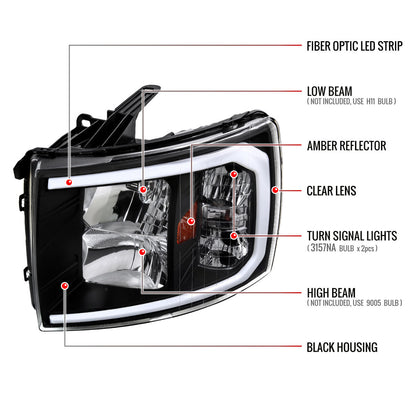 Spec-D 07-13 Tundra/08-17 Sequoia Headlights with LED Signals Black