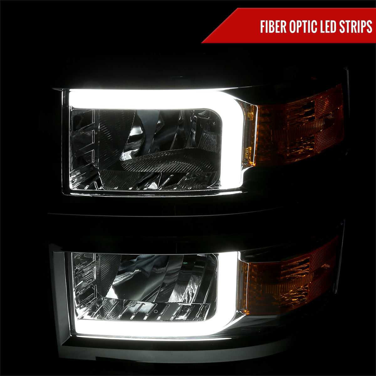 Spec-D 14-15 Chevy Silverado 1500 LED Bar OE Style Headlights Chrome
