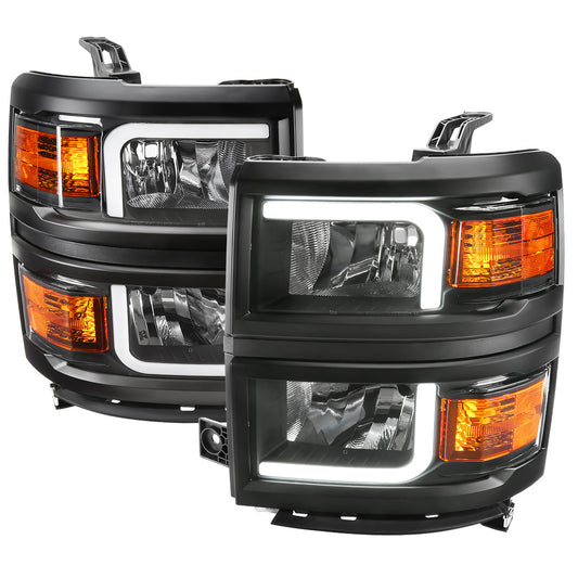 Spec-D 14-15 Chevy Silverado 1500 Bar OE Style Headlights Black