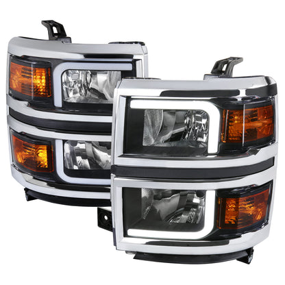 Spec-D 14-15 Chevy Silverado 1500 LED Bar OE Style Headlights Black