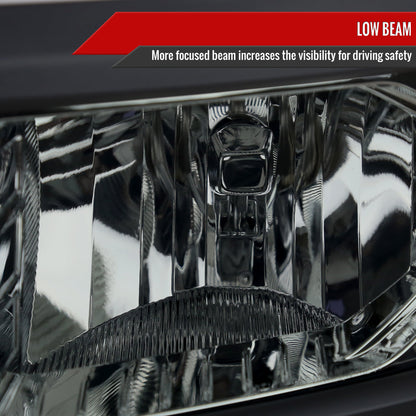 Spec-D 14-15 Chevy Silverado 1500 Headlights Chrome/Smoked Black Trim