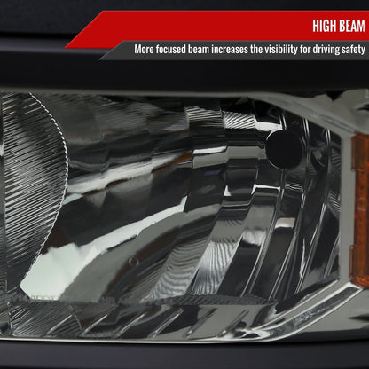 Spec-D 14-15 Chevy Silverado 1500 Headlights Chrome/Smoked Black Trim