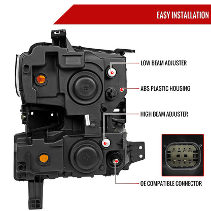 Spec-D 19-21 Chevy Silverado 1500 Projector Headlights OEM Style Black