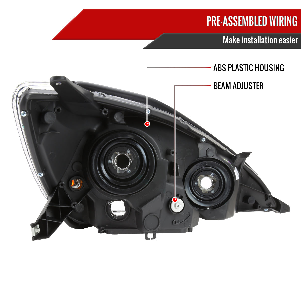 Spec-D 04-05 Toyota Sienna Headlights OEM Style Black Amber