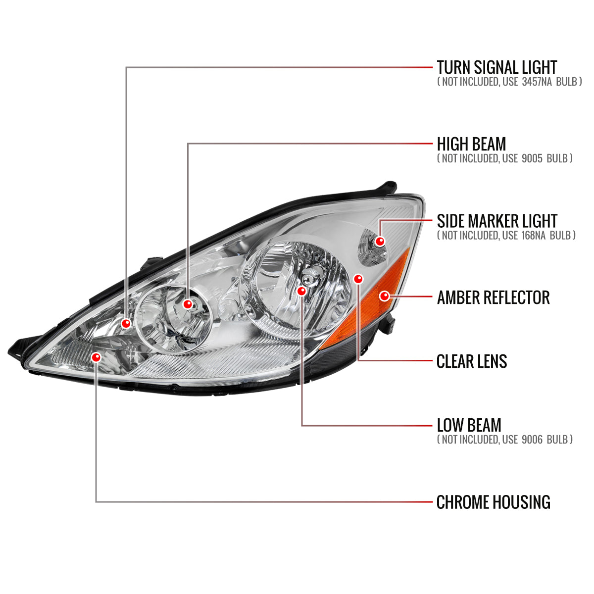 Spec-D 06-10 Sienna OEM OEM Style Driver/Left Headlights Chrome