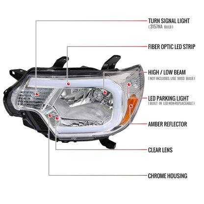 Spec-D 12-15 Tacoma Bar OEM Style with Headlights Chrome