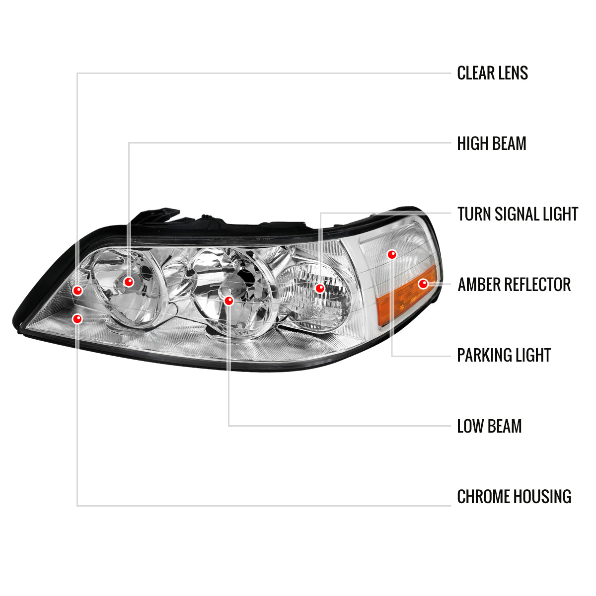 Spec-D 05-11 Lincoln Town Car Headlights OEM Style Chrome