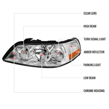 Spec-D 05-11 Lincoln Town Car Headlights OEM Style Chrome