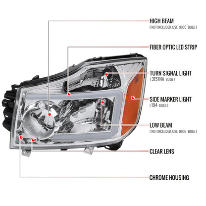 Spec-D 04-15 Nissan Titan Headlights Projector Chrome/Clear G3
