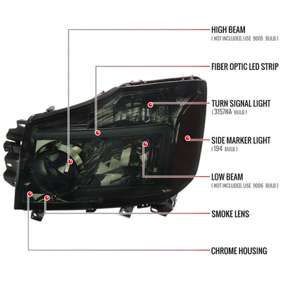 Spec-D 04-15 Nissan Titan Headlights Projector Smoked G3