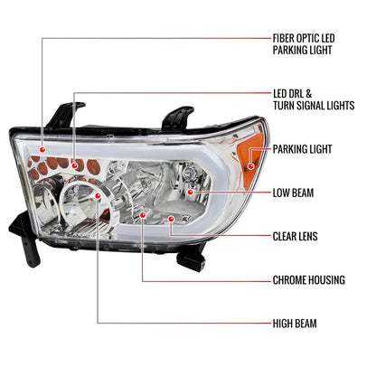 Spec-D 07-13 Tundra/08-17 Sequoia Headlights LED Tube OEM Style
