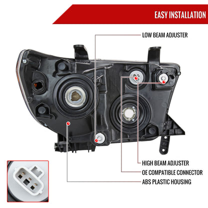 Spec-D 07-13 Tundra/08-17 Sequoia Headlights Retro Tube style Black