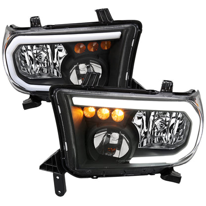 Spec-D 07-13 Tundra/08-17 Sequoia Headlights Retro Tube style Black