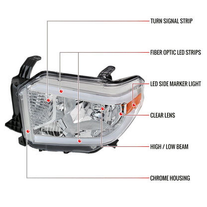 Spec-D 14-21 Tundra LED Bar Headlights OEM Style Chrome