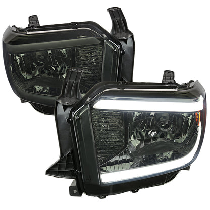 Spec-D 14-21 Tundra LED Bar OEM Style Chrome/Smoked Lens Headlights