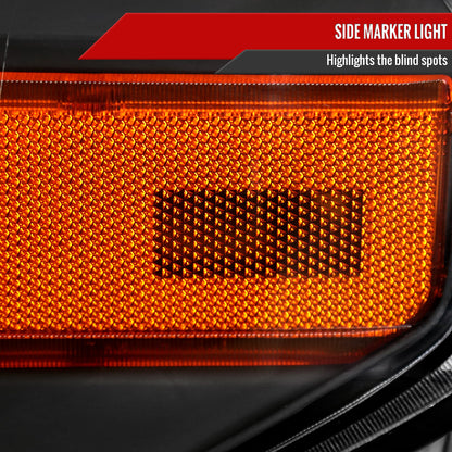 Spec-D 14-21 Tundra Headlights OEM Style Amber Reflectors Black