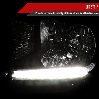 Spec-D 14-21 Toyota Tundra OEM OEM Style LED Strip Headlights Blk