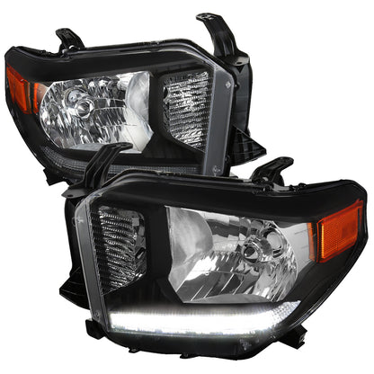 Spec-D 14-21 Toyota Tundra OEM OEM Style LED Strip Headlights Blk