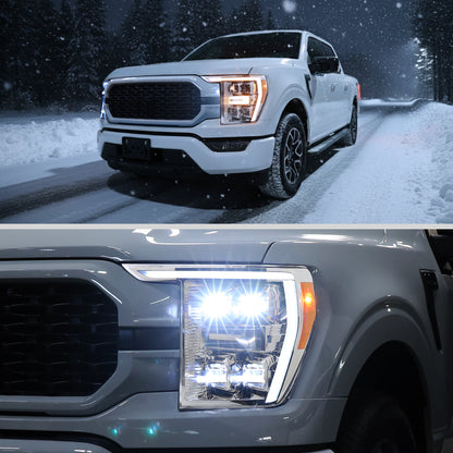 Spec-D 21-23 F-150 SEQ LED Projector Headlights Halogen Chrome/Smoked