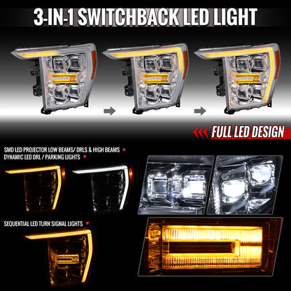 Spec-D 21-23 F-150 SEQ LED Projector Headlights Halogen Chrome/Smoked