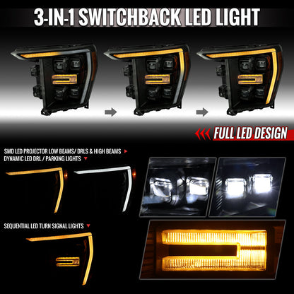 Spec-D 21-23 F-150 SEQ LED Projector Headlights Halogen Smoked