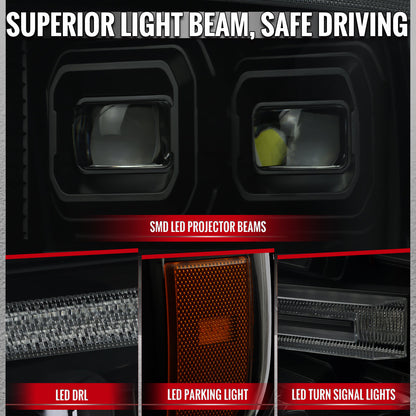 Spec-D 21-23 F-150 SEQ LED Projector Headlights Halogen Smoked