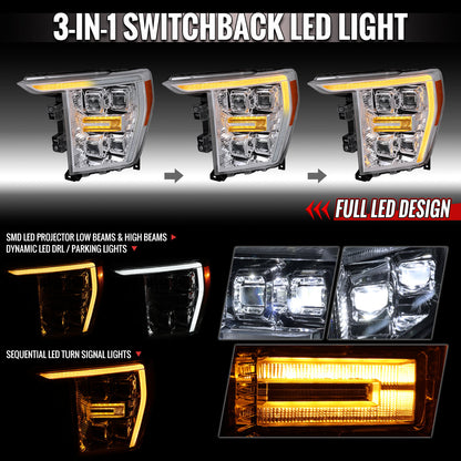Spec-D 21-23 Ford F-150 OEM LED Headlights Full Sequential Chrome