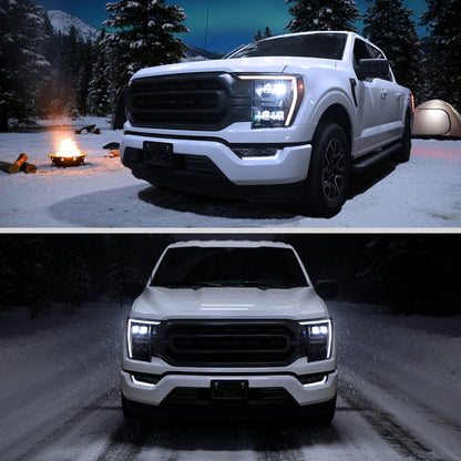 Spec-D 21-23 F-150 SEQ LED Projector Headlights OEM Matte Black/Clear