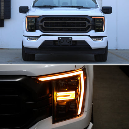 Spec-D 21-23 F-150 SEQ LED Projector Headlights OEM LED Smoked