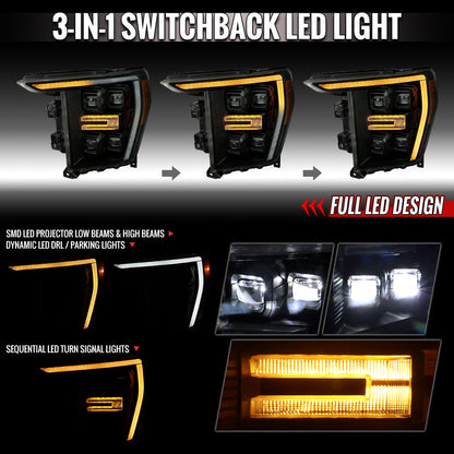 Spec-D 21-23 F-150 SEQ LED Projector Headlights OEM LED Smoked