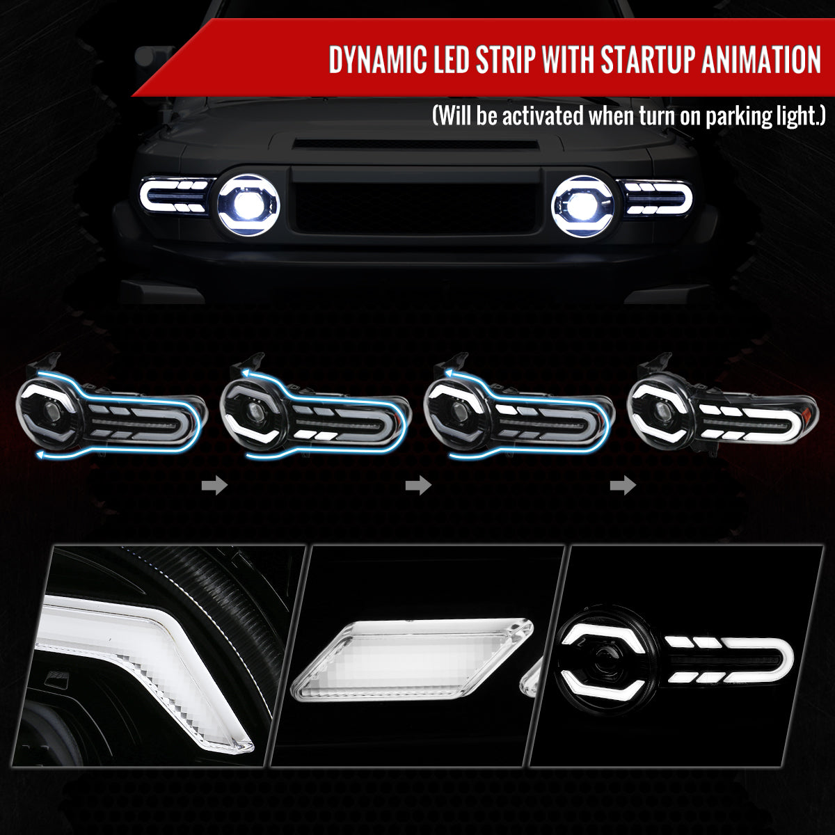 Spec-D 07-14 Toyota FJ Cruiser Headlights Full LED Sequential Black