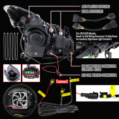 Spec-D 08-13 G37/14-15 Q60 2DR Headlights Sequential LED Clear