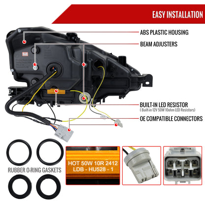 Spec-D 14-16 Lexus IS250 IS350 Projector Headlights Black/Smoked